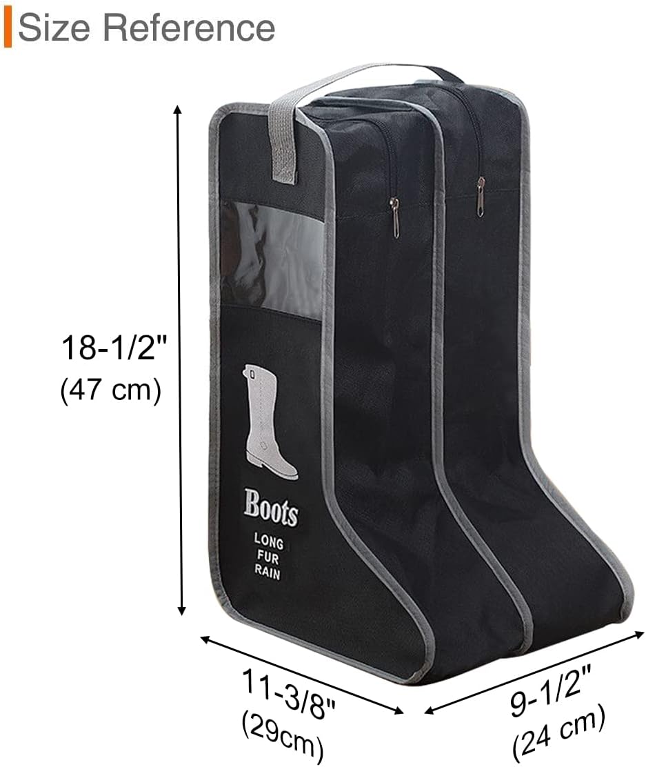 2 Pack Portable Boots Storage Bag, Black Shoe Bags for Storage and Travel Dust Proof Travel Shoe Bags for Packing (Large) - Image 2
